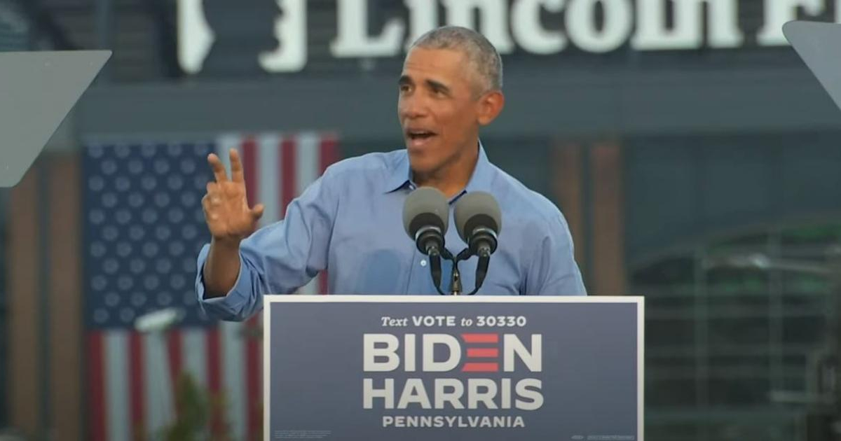 Barack Obama en un mitin en Filadelfia © Captura de video de YouTube de CBS News