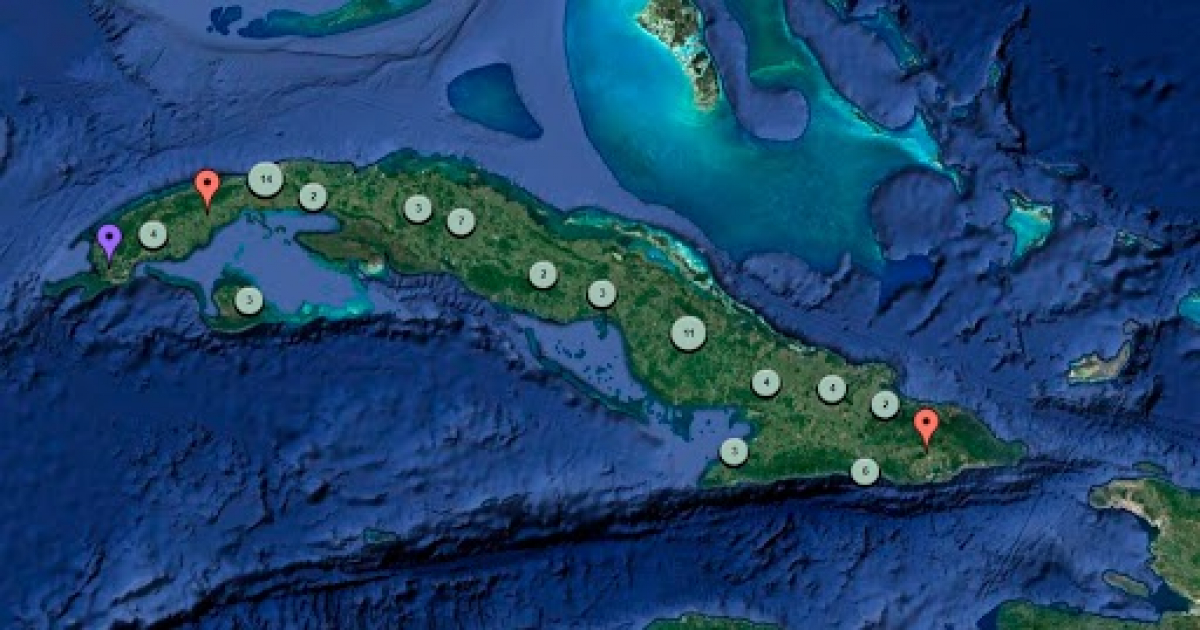 Mapa represivo de Cuba © Observatorio Cubano de Derechos Humanos