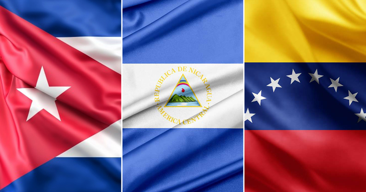 Banderas de Cuba, Venezuela y Nicaragua © Collage CiberCuba