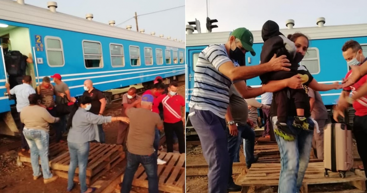Trasbordo en Gaspar entre trenes Habana-Holguín y Guantánam-Habana © Facebook / Rutas Nacionales