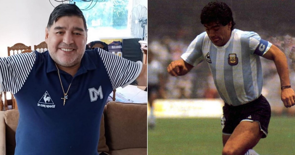 Diego Armando Maradona © Instagram de Maradona (foto de este año) y Flickr de Imagens Portal SESCSP