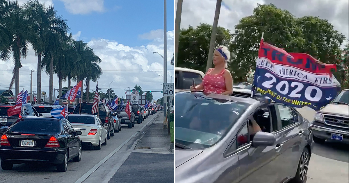 Cubanos en histórica caravana en apoyo a Donald Trump © Twitter / Captura de video (Facebook)
