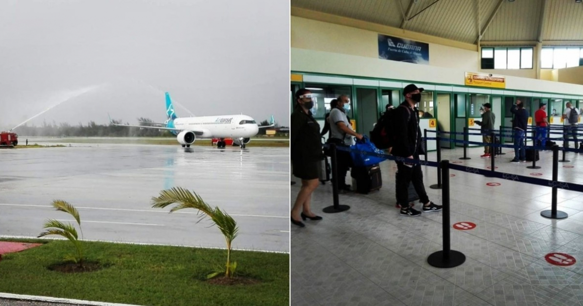 Llegada de los primeros pasajeros al aeropuerto de Holguín © Facebook / Telecristal