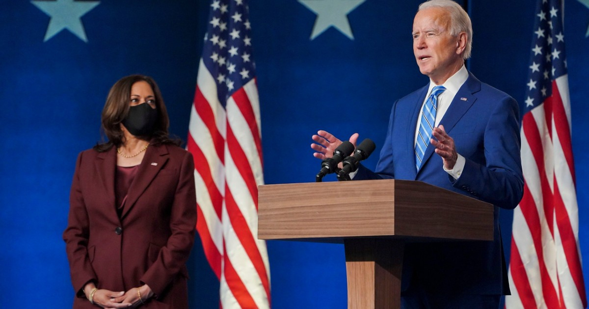 El candidato Joe Biden se dirige a la nación desde el Chase Center en Wilmington © Twitter / Kamala Harris