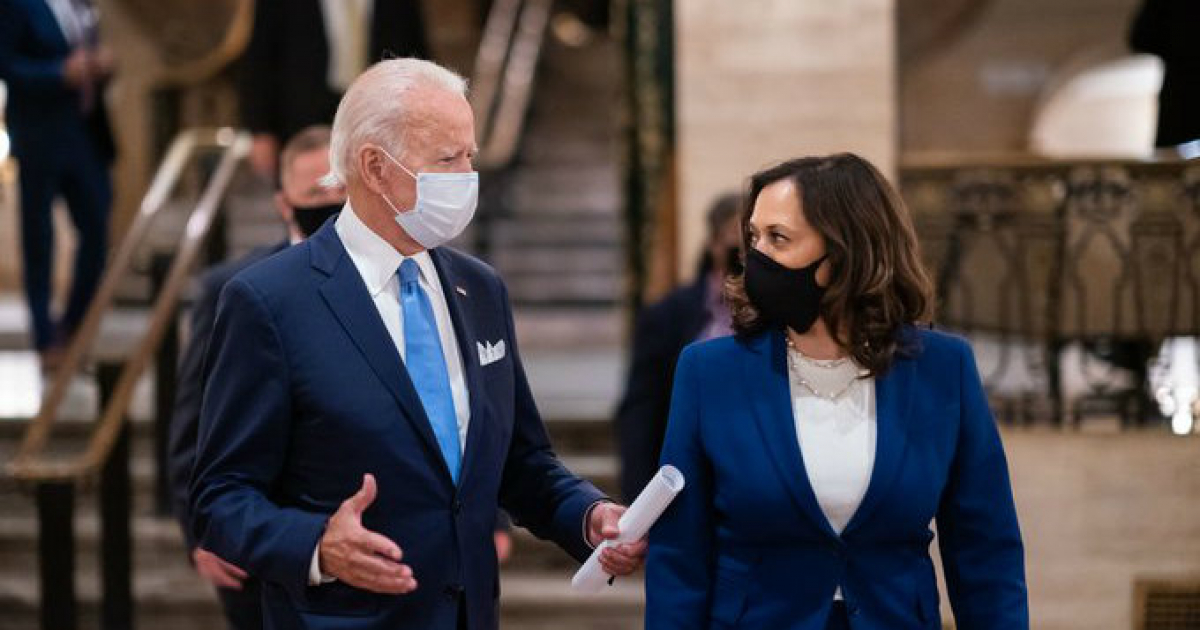 Joe Biden y Kamala Harris llevando mascarillas © Twitter Kamala Harris