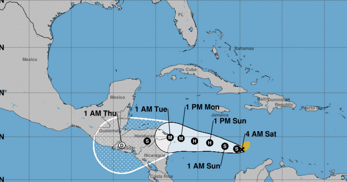 Cono de pronósticos de Tormenta Tropical Iota © NHC NOAA