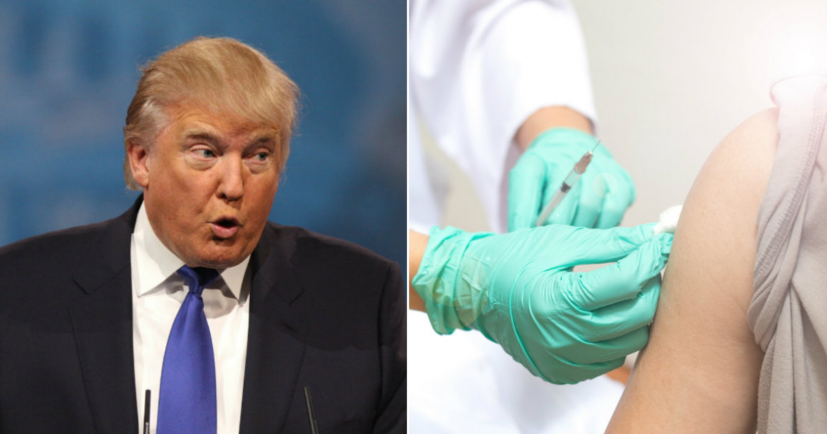 Donald Trump (i) y Una persona vacunándose (d) © Collage Flickr/Gage Skidmore - Adobe Stock