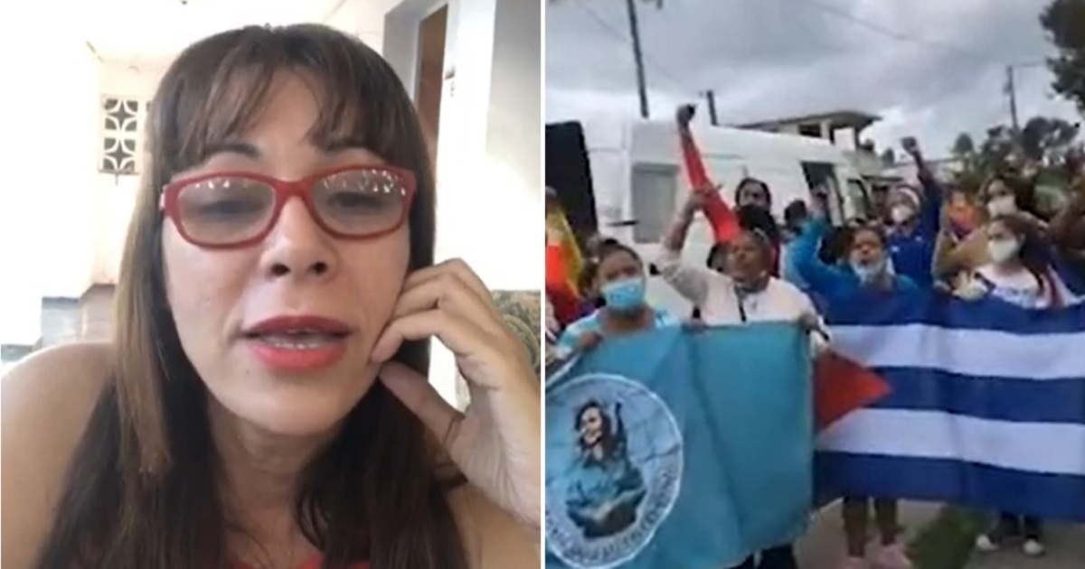 Iliana Hernández y acto de repudio frente a su casa. © Captura de video