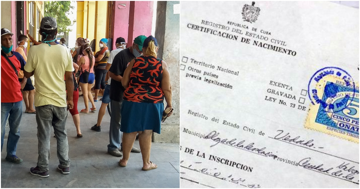 Cola para tramitar documentos y Certificación de nacimiento de Cuba © CiberCuba / Radio Rebelde