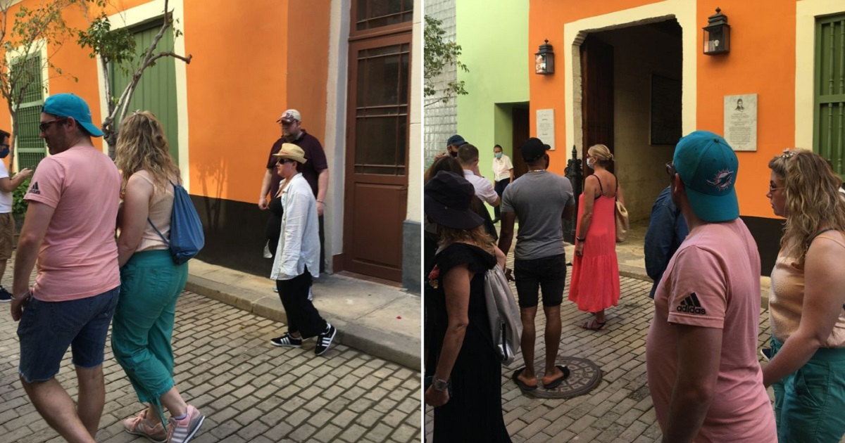 Turistas sin mascarilla en La Habana Vieja. © Facebook / Iliam Suárez