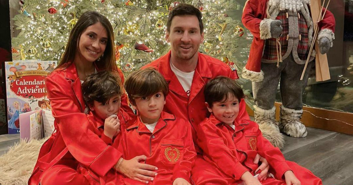 Leo Messi junto a su esposa y sus hijos Thiago y Mateo © Instagram / Antonella Roccuzzo