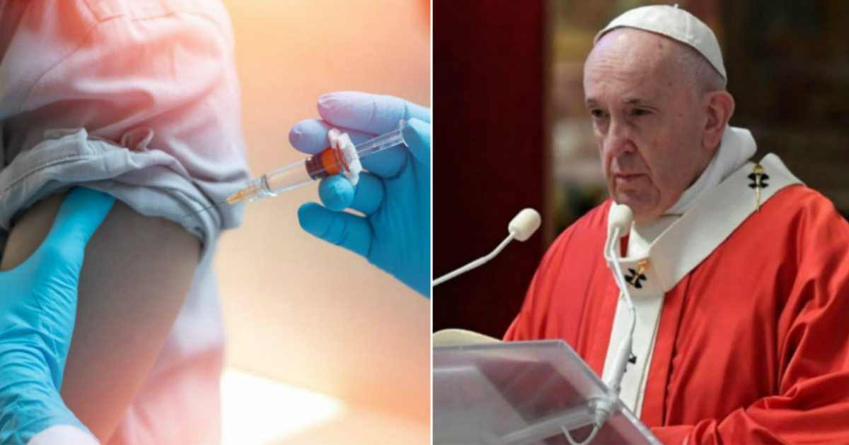 Vacunación (referencia) (i) y El Papa Francisco (d) © AdobeStock - Wikimedia