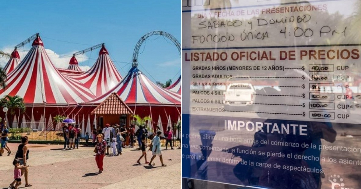 Aumentan los precios en la carpa Trompoloco del Circo Nacional de Cuba © Facebook / Circo Nacional de Cuba y Cuba Noticias 360
