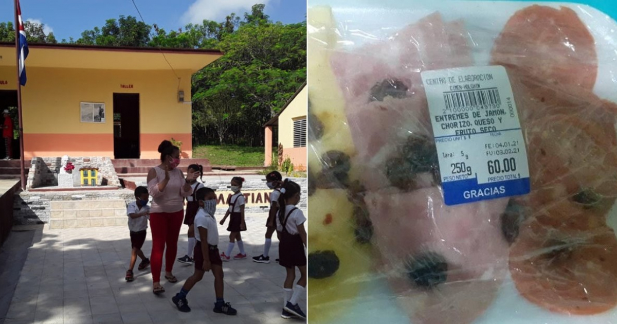 Escuela en Holguín / Alimentos vendidos en Cuba © Ahora.cu (imagen de referencia) / Facebook (Yanet Oshunsita Libre)