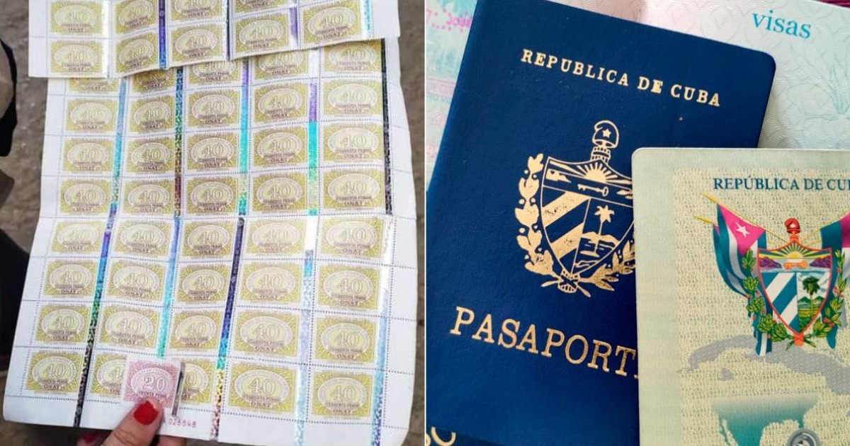 Sellos y pasaporte cubano © de su Facebook y CiberCuba 
