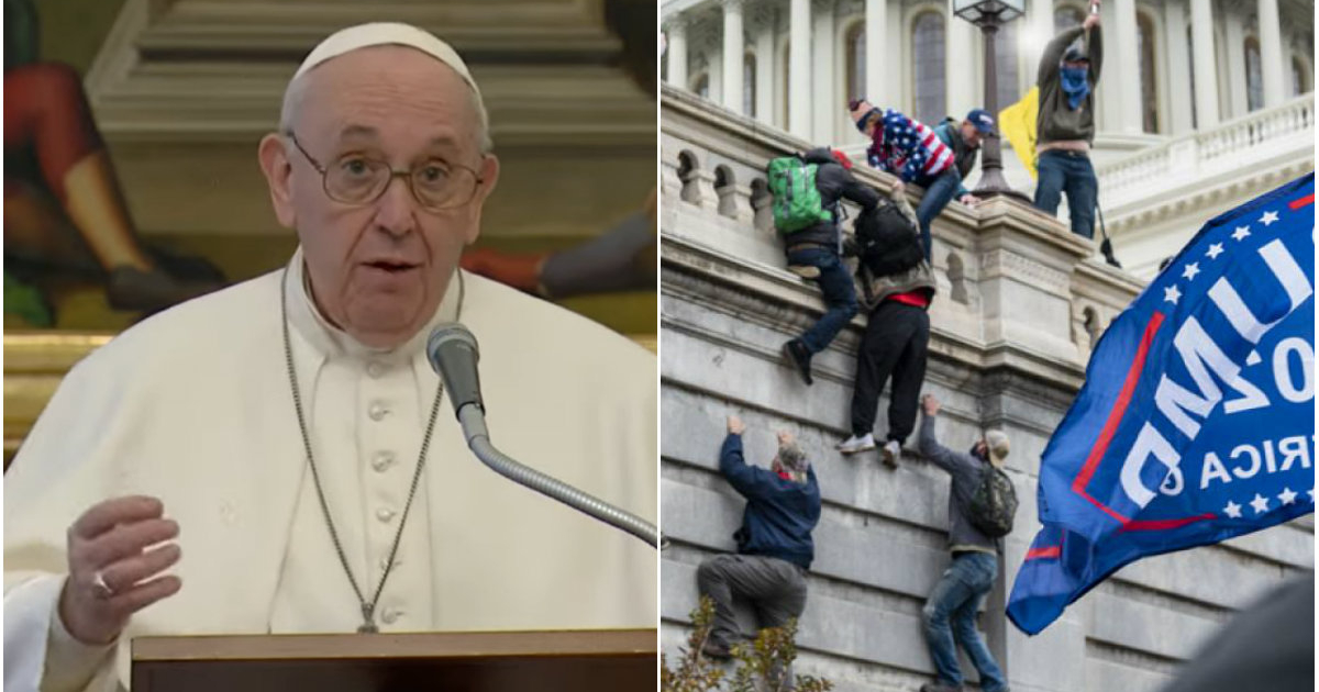 Papa Francisco / Asaltantes del Capitolio de Estados Unidos © Captura de vídeo Vatican News - Español / Flickr Blink O'Fanaye