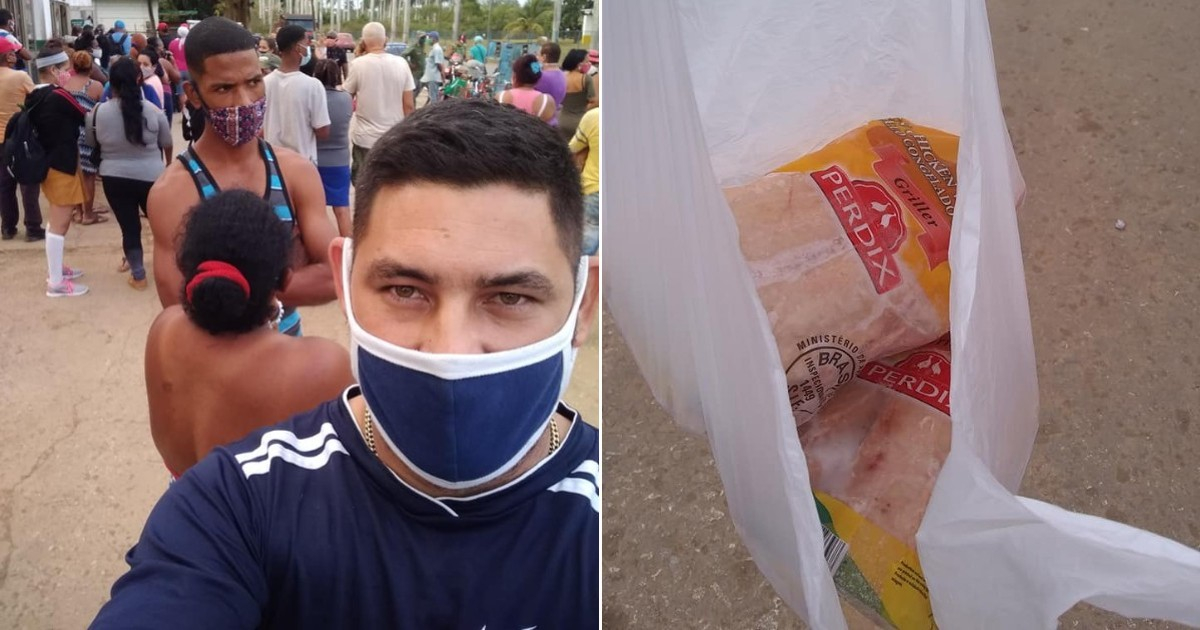 El doctor Guillermo Mok Méndez espera con su turno en la cola para comprar el pollo © Facebook / Guillermo Mok Méndez