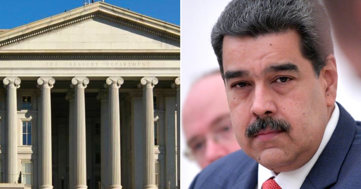 Departamento del Tesoro de EE.UU. y Nicolás Maduro. © Facebook / The U.S. Department of the Treasury / Wikimedia Commons