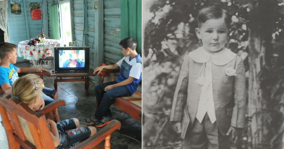 Niños cubanos viendo la television (i) y Fidel Castro con tres años (d) © Granma - Juan Carlos Dorado / Web Fidel Castro