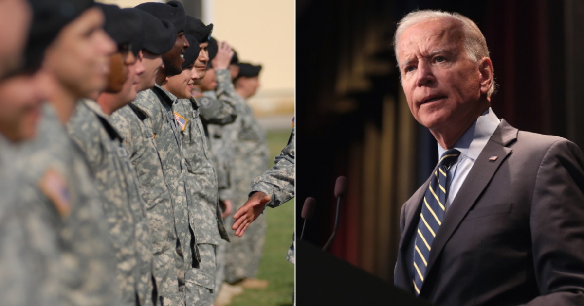 reclutas del Ejército de Estados Unidos y Joe Biden © U.S. Army y Gage Skidmore