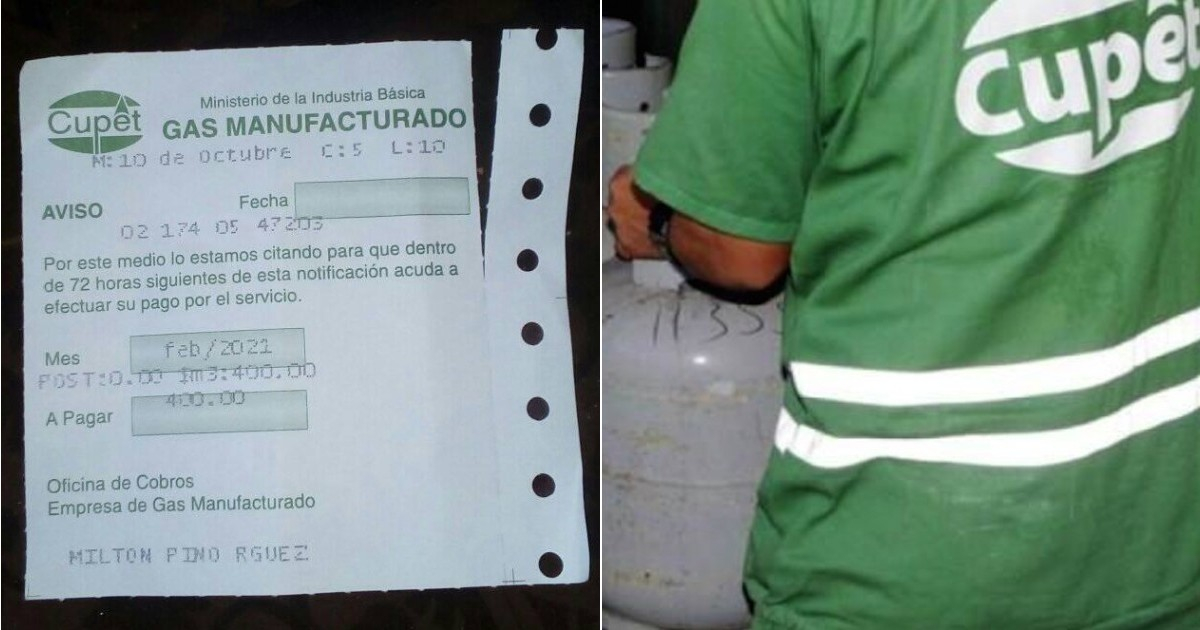 Factura recibida por el ciudadano cubano y trabajador de CUPET manipulandfo "balitas" de gas © Facebook / Ronny Leonides Hidalgo - CiberCuba