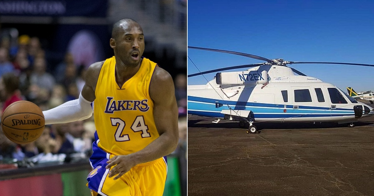Kobe Bryant (i) y el helicóptero en el que perdió la vida © Wikimedia Commons / Keith Allison - Don Ramey Logan