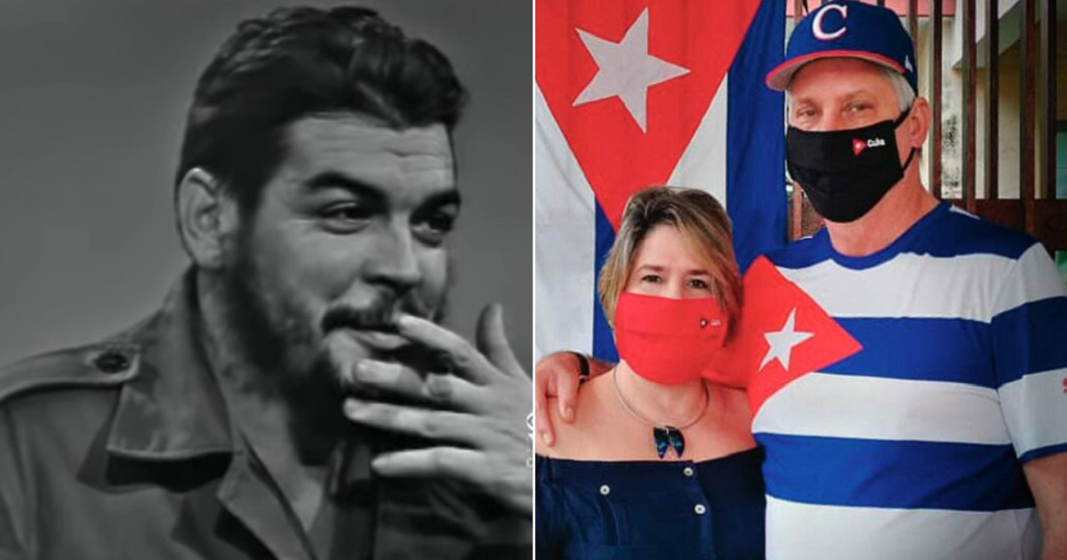 El Che Guevara y Miguel Díaz-Canel con su esposa Lis Cuesta. © Captura de entrevista al Che en CBS / Twitter de Miguel Díaz-Canel