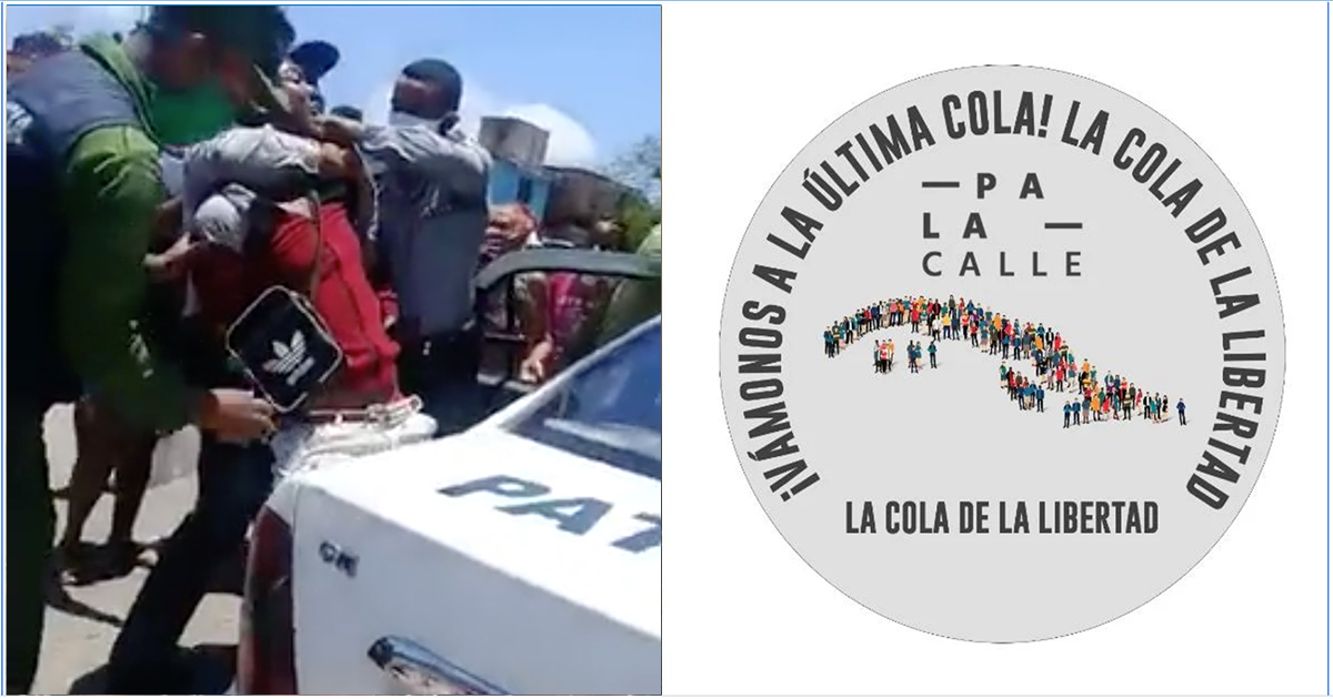 Represión policial / Logo de La cola de la libertad © Captura de Video / Facebook