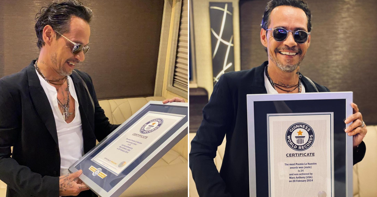 Marc Anthony posa con su nuevo Récord Guinness © Instagram / Marc Anthony