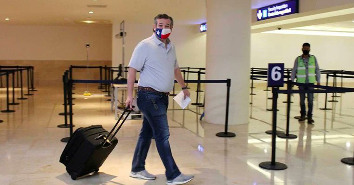 Ted Cruz regresa a EEUU tras viaje relámpago a Cancún © Twitter / politico.com