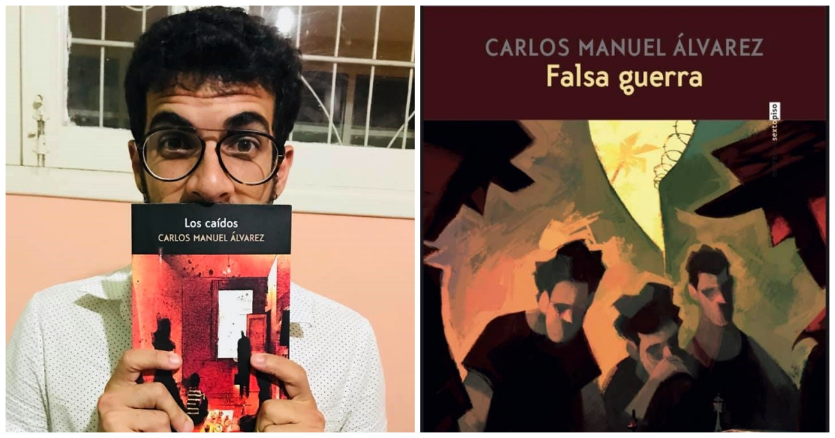 Carlos Manuel Álvarez y la portada de su nueva novela © Facebook / Carlos Manuel Álvarez