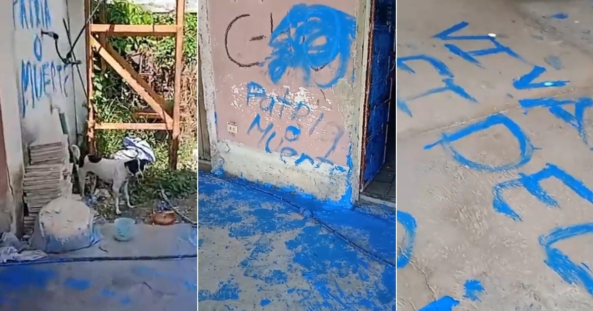 Imágenes de los actos vandálicos contra la vivienda de Anyell Valdés © Collage Captura de Facebook/Adrian Rubio