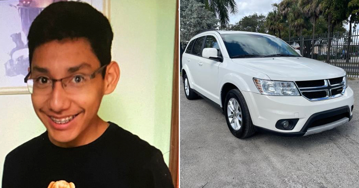 Adolescente desaparecido Juan Velásquez / Dodge Joyney blanco 2015 © Departamento de Aplicación de la Ley de Florida / abetter.bid