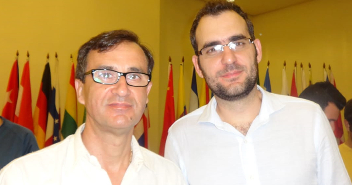 Martínez Torres (izquierda) y Leinier, durante el Capablanca 2015. © Cortesía del entrevistado.