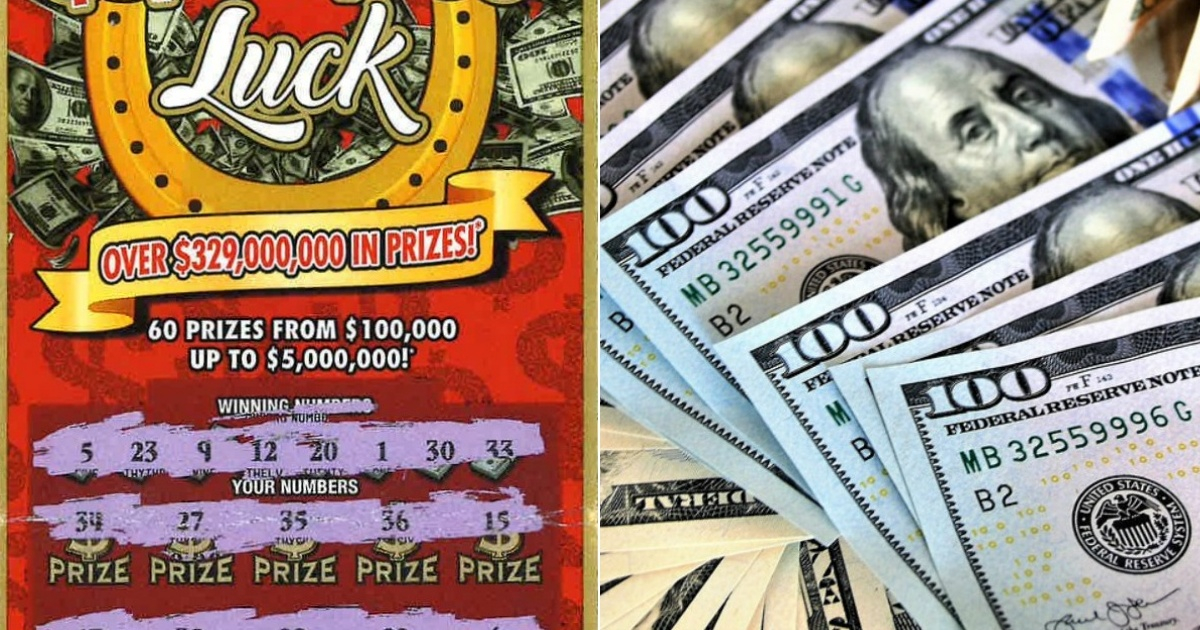 Boleto de raspadito (i) y Dólares (d) © Collage Twitter/Florida Lottery- Pixabay
