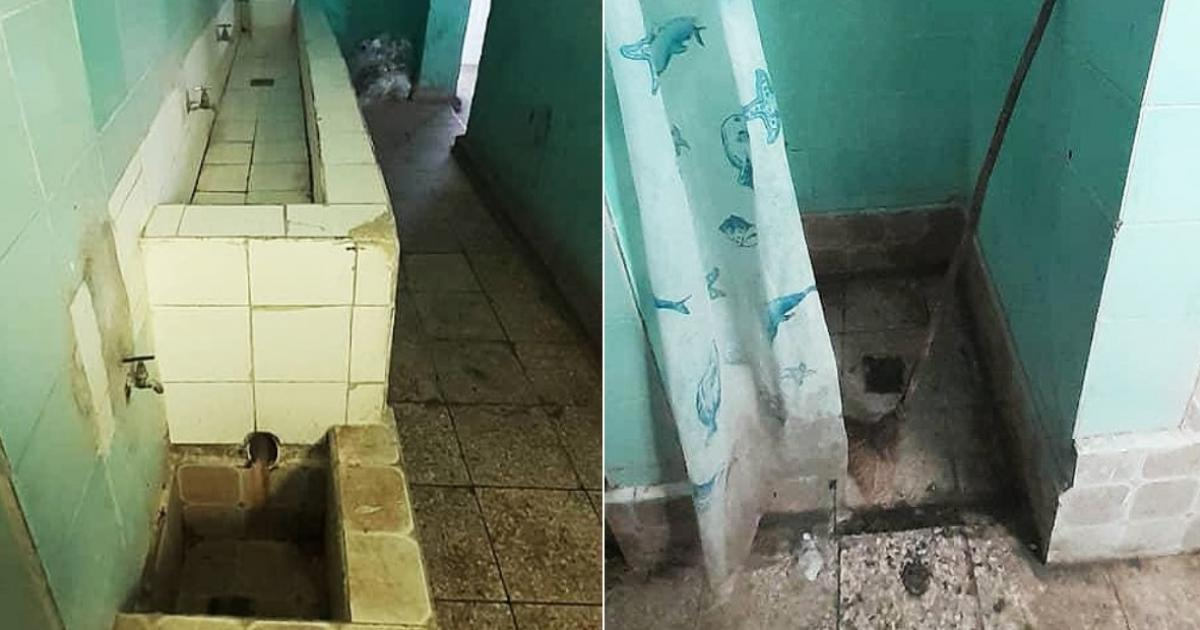 Baño del centro de aislamiento en Camagüey © La Hora de Cuba/ Facebook