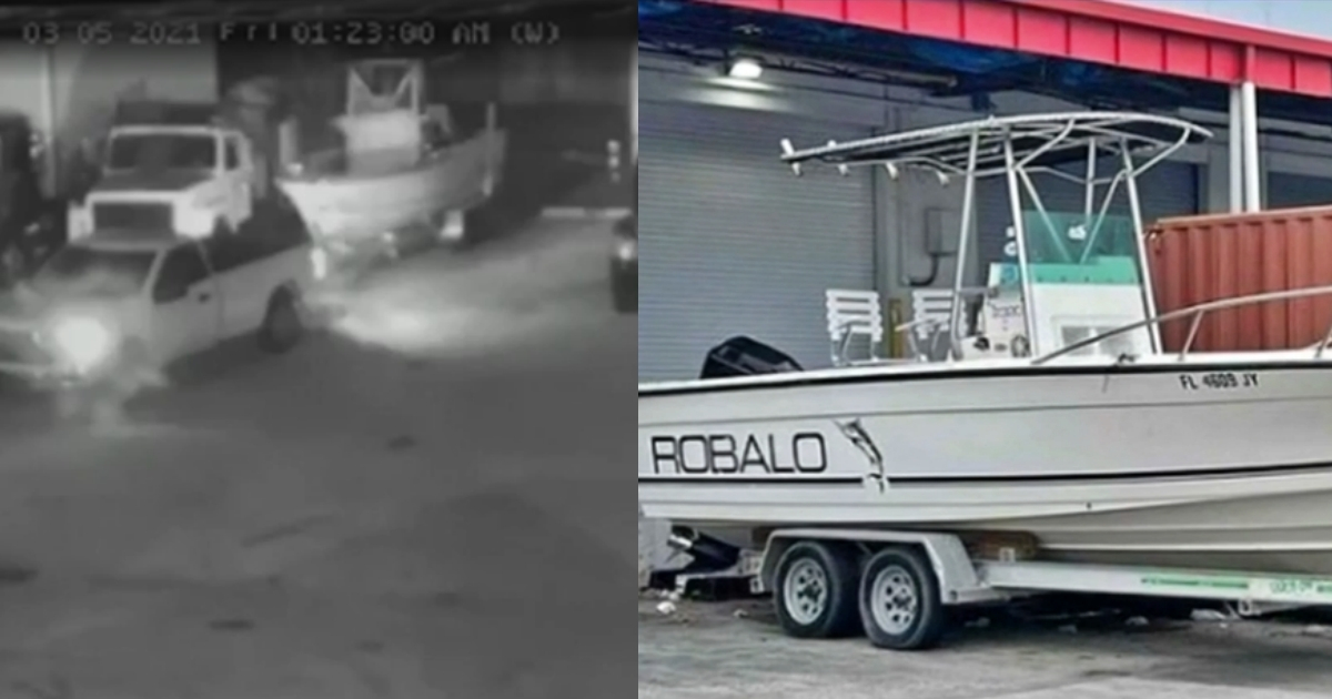 Imágenes de la cámara de seguridad/Bote robado en Doral © Captura de pantalla / 7News