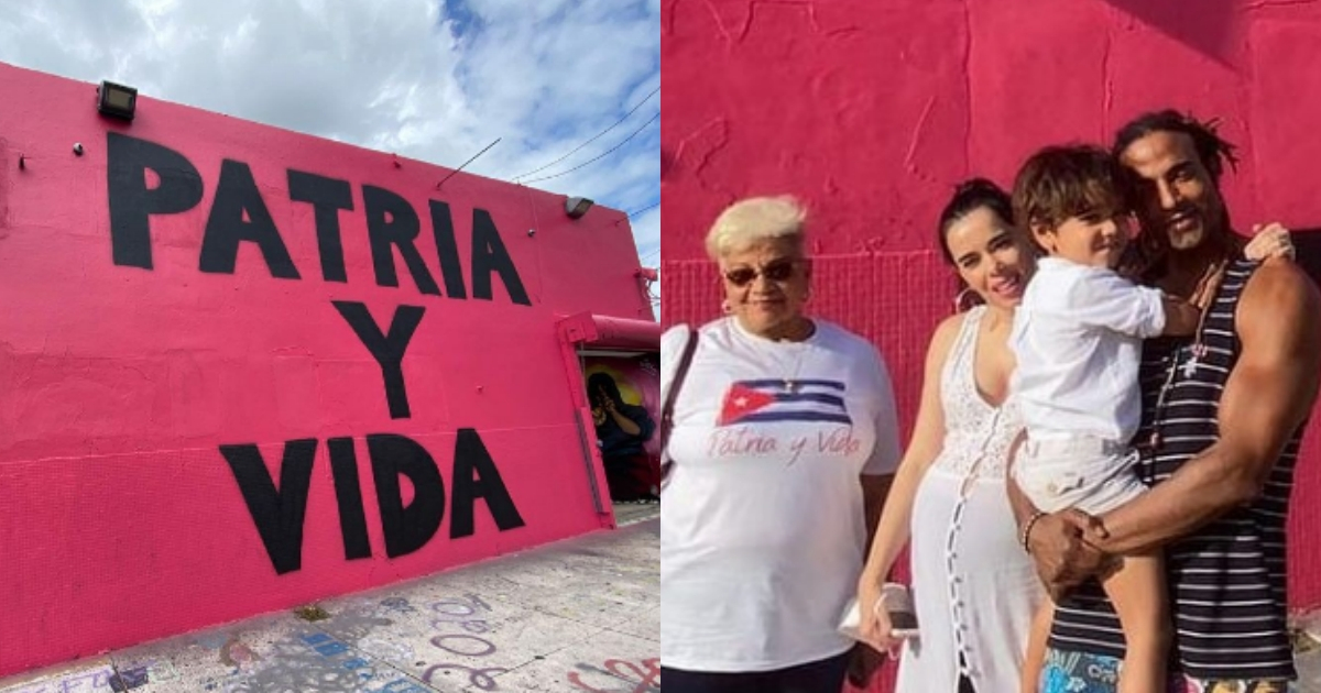Mural Patria y Vida en el Museo del Graffiti de Miami/Yotuel y familia. © Instagram / Yotuel Romero