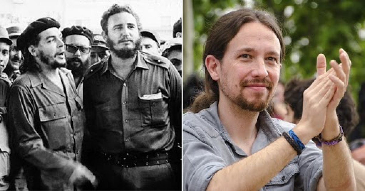 De izda. a drcha.: Guevara, Castro y Pablo Iglesias © Biografíasyvidas / Wikimedia commons