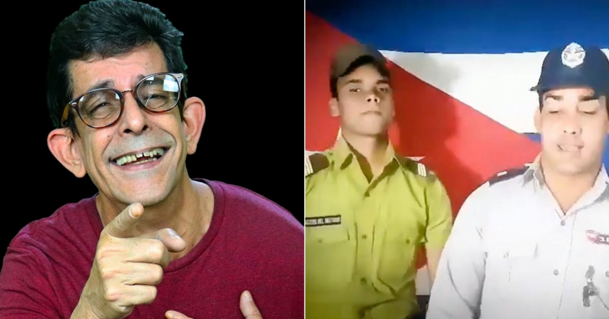 Ulises Toirac y militr y policía cubanos © Ulises Toirac/FB y Captura de video / Youtube