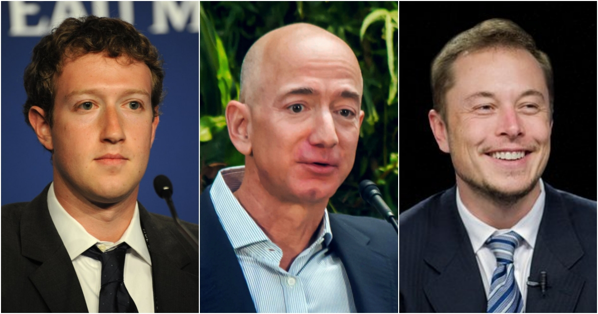 Mark Zuckerberg, Jeff Bezos y Elon Musk © Creative Commons
