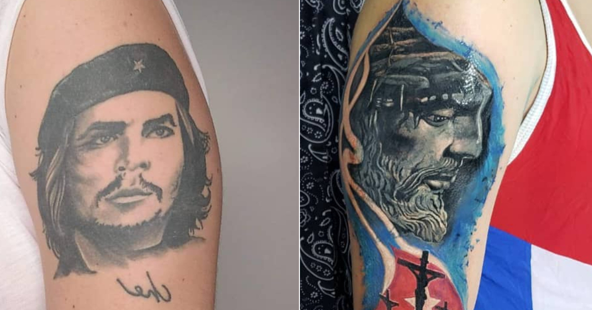 Cubano se cubre tatuaje del Che con una imagen de Jesús y la bandera nacional © Instagram / El aldeanito cubano