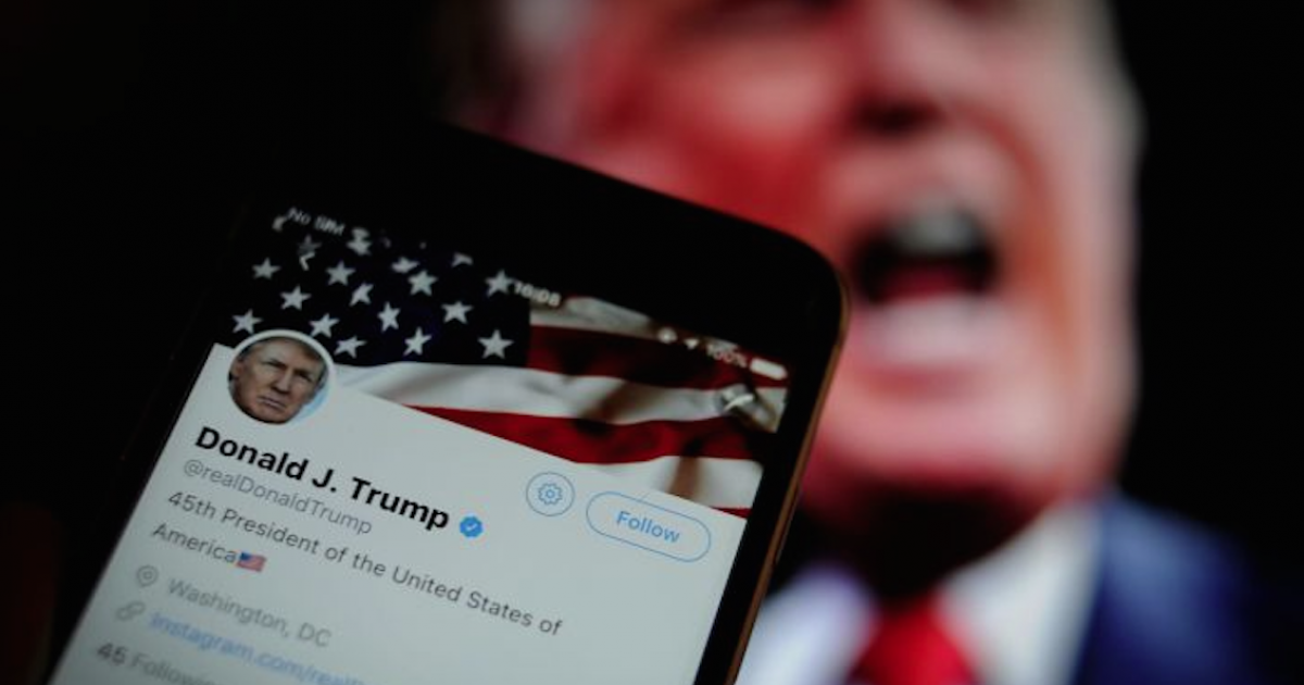 Imagen de la cuenta de Trump en Twitter, ahora bloqueda permanentemente © Twitter/ProPublica