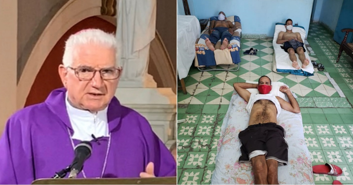 Arzobispo Dionisio García y huelguistas © https://www.arzobispadosantiagodecuba.org/ y José Daniel Ferrer/FB