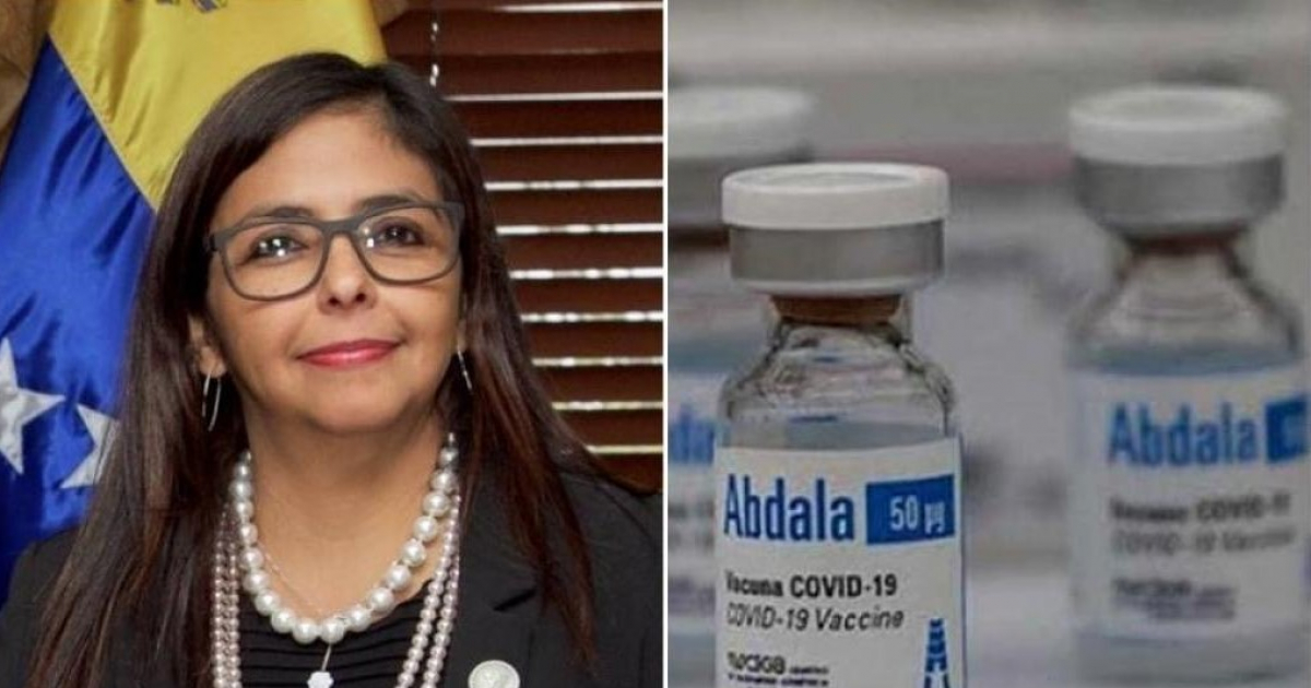 Vicepresidenta Delcy Rodríguez y vacuna Abdala © Wikipedia y BioCubaFarma/ Twitter