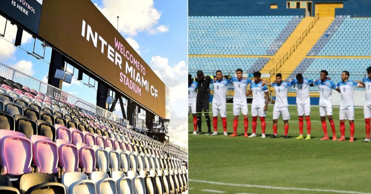 Estadio del Inter Miami e imagen reciente del equipo Cuba © Instagram del Inter de Miami y Facebook de Fútbolxdentro - Cuba