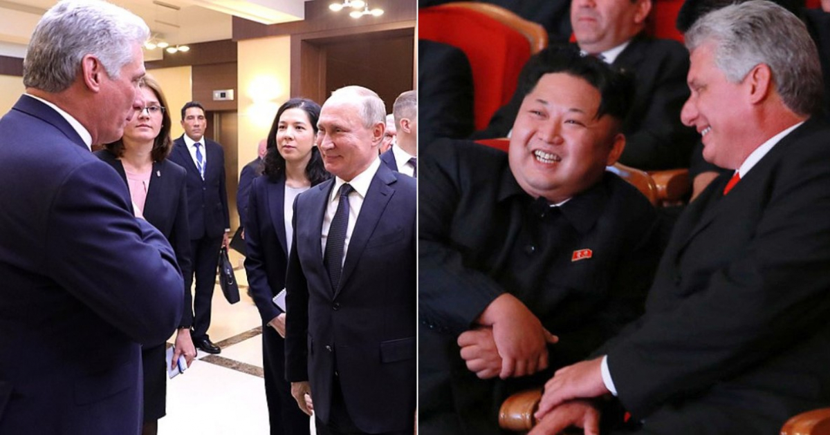 Díaz-Canel en encuentros con Kim Jong-un y Putin © Kremlin y KCNA