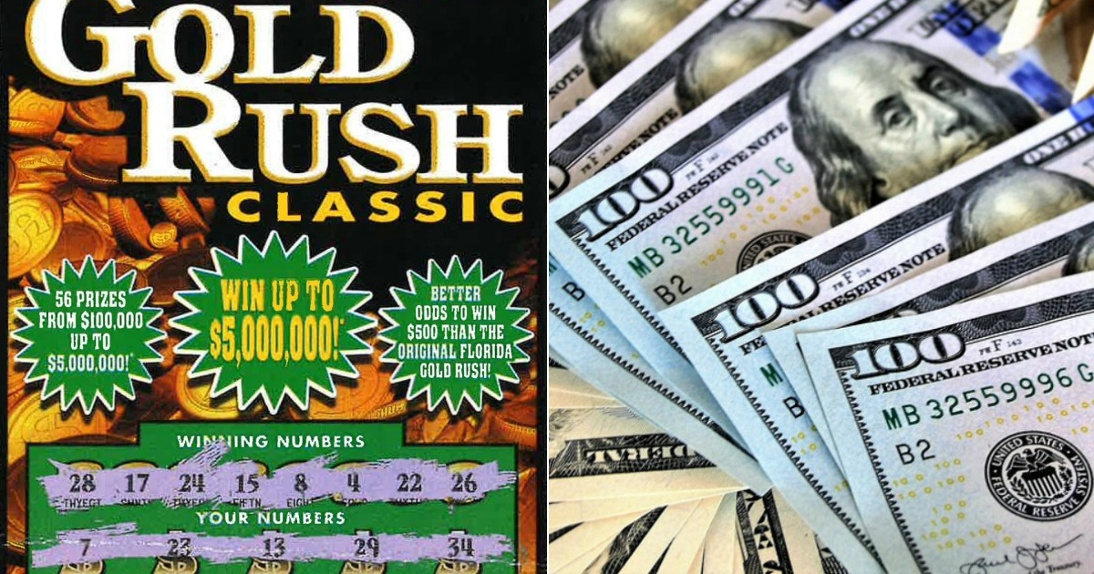Billete de Gold Rush Classic (i) y Dólares (d) © Collage Twitter/Florida Lottery - Pixabay