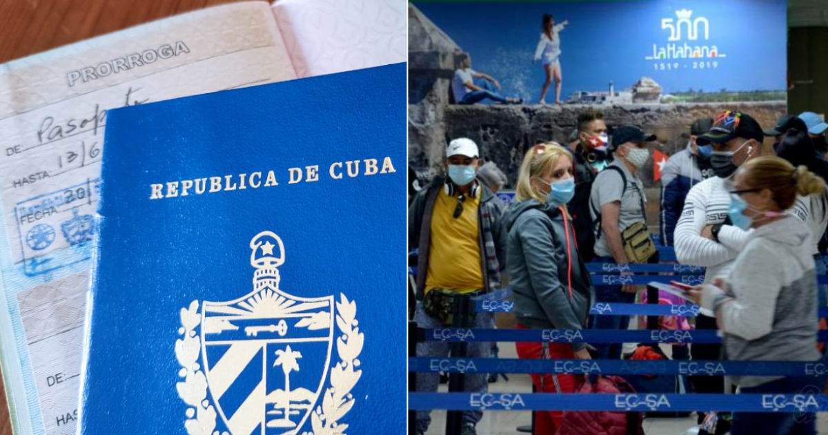 Pasaporte cubano / Cubanos en el aeropuerto © CiberCuba y Granma / Ricardo López