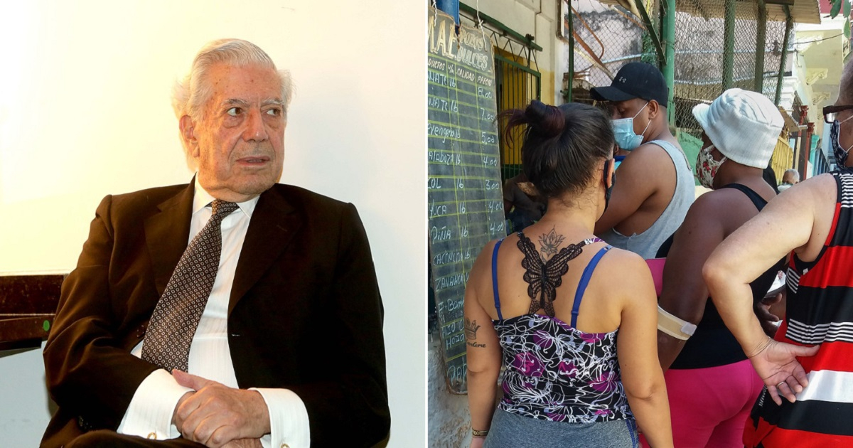 Mario Vargas Llosa y una cola para comprar alimentos en Cuba © Wikimedia Commons / CiberCuba
